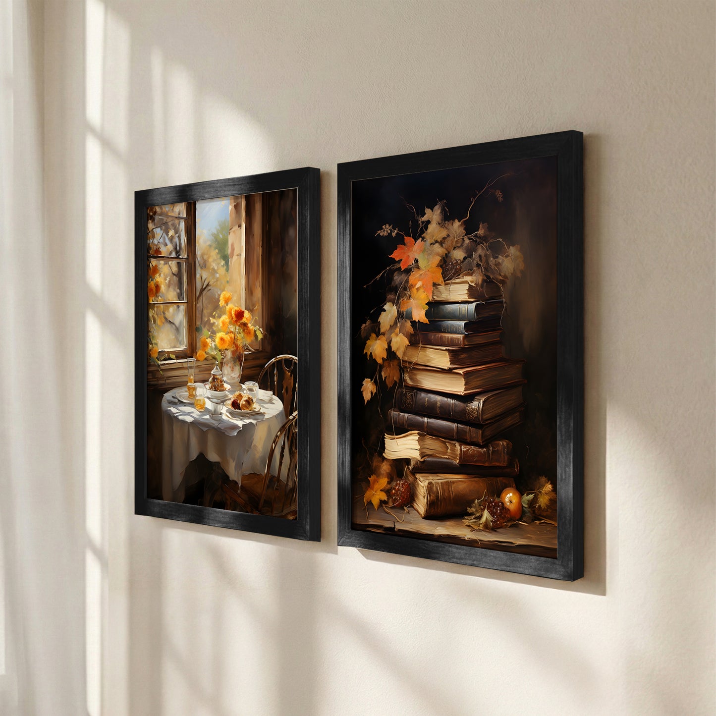Cozy Autumn Still Life Art Set of 2