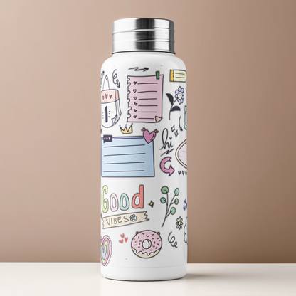 Pastel Rainbow, Star, and Cloud Pattern Stickers