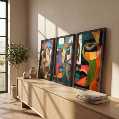 Cubist Face Wall Art Set of 3