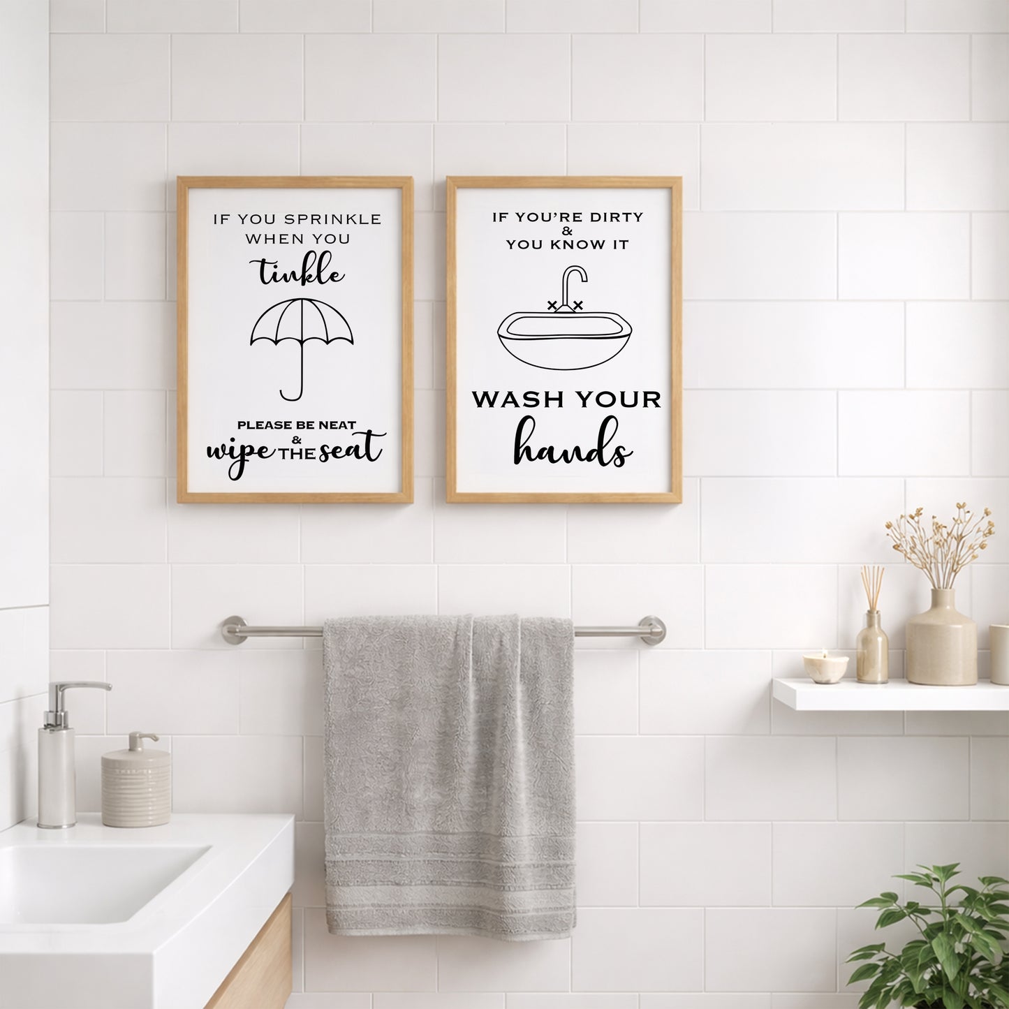 Wash Your Hands Wall Art Set of 2