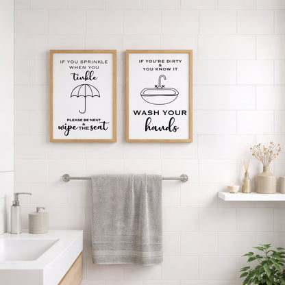 Wash Your Hands Wall Art Set of 2