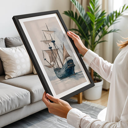 Vintage Sailing Ship Framed Wall Art Print