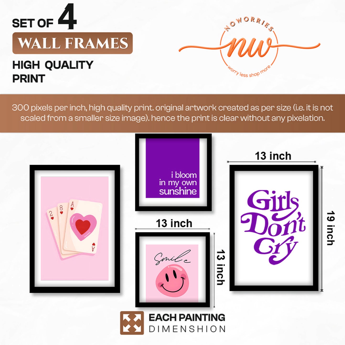 Pink Aesthetic Wall Art Set of 4