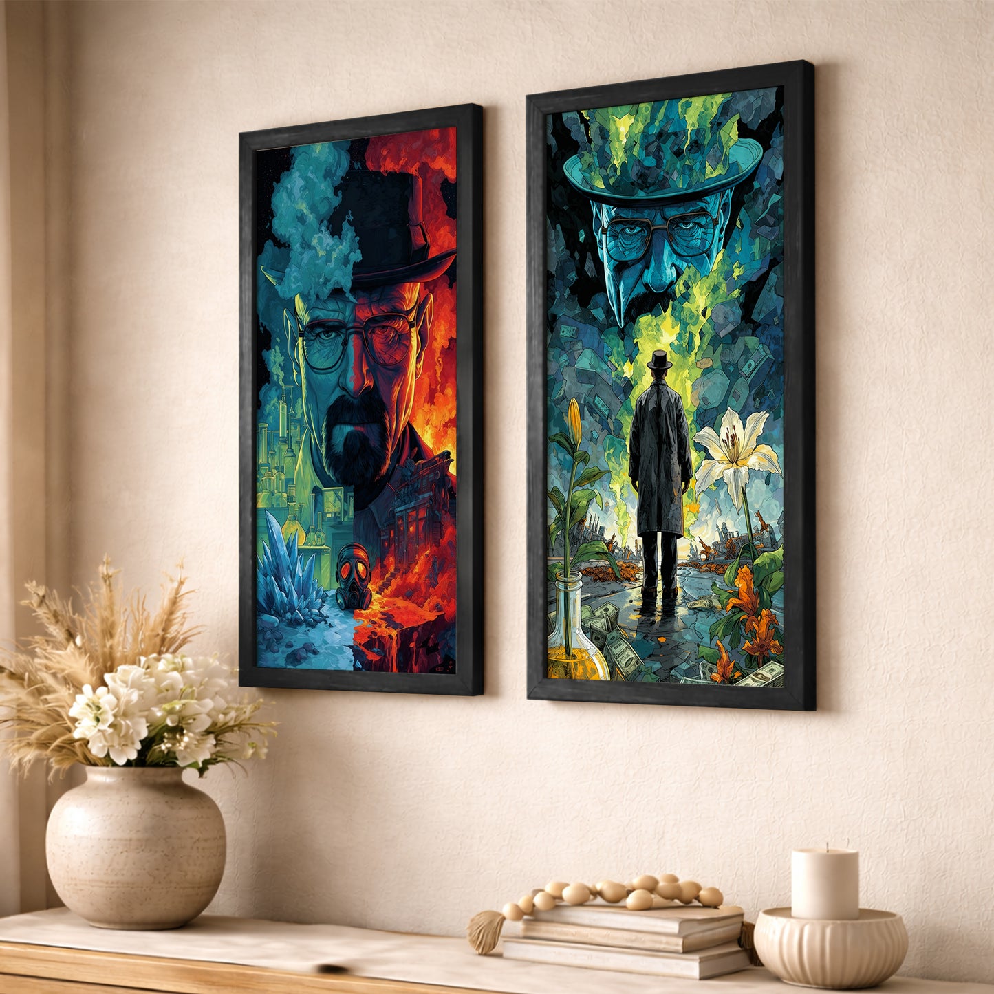 Blue Crystal Wall Art Set of 2