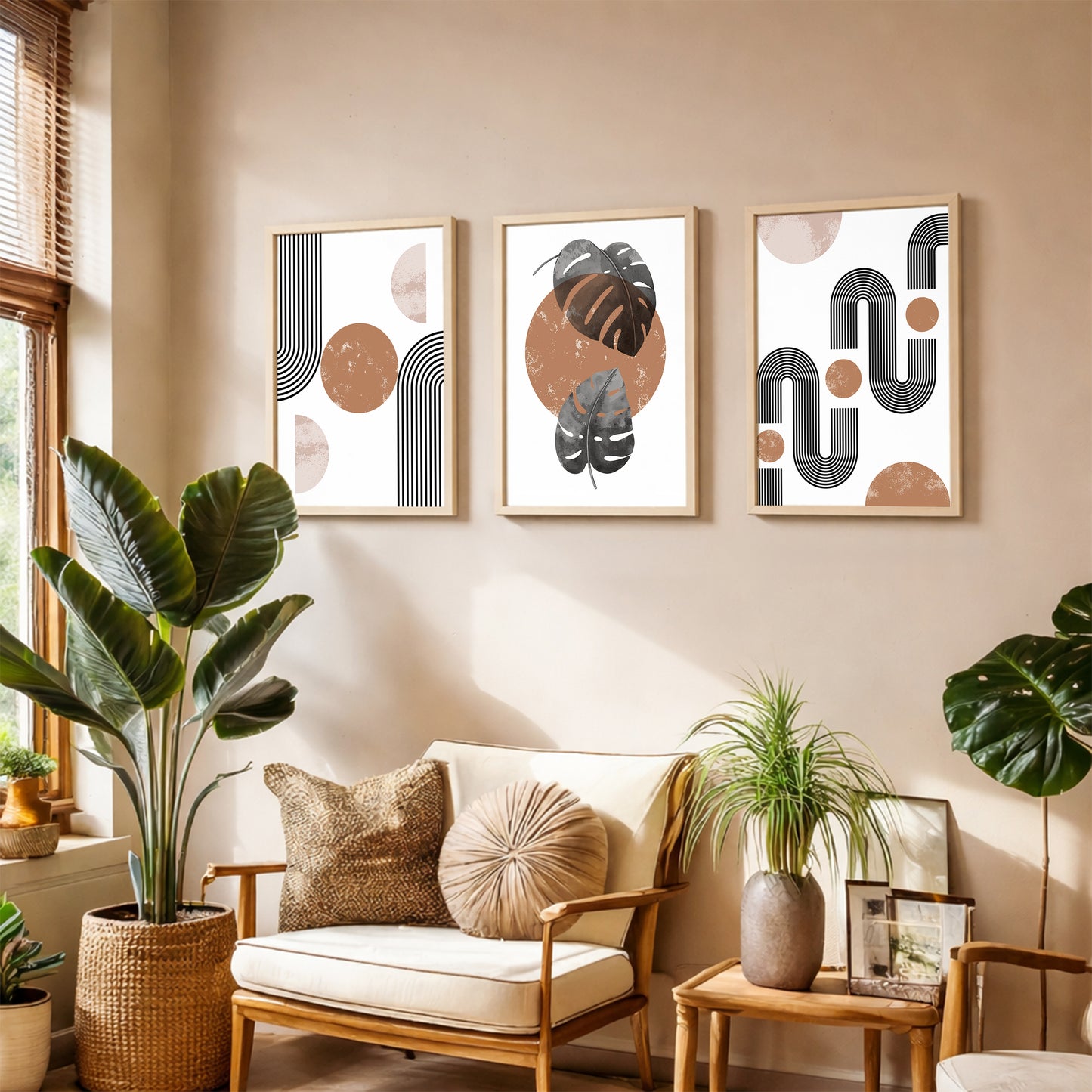 Modern Abstract Line Art Wall Frames Set of 3