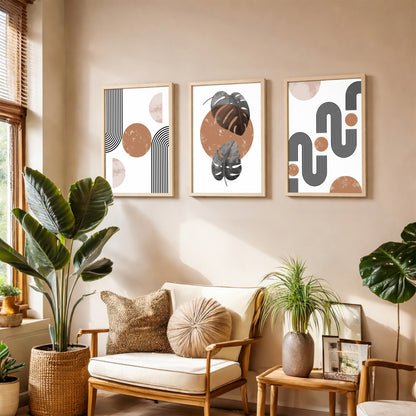 Modern Abstract Line Art Wall Frames Set of 3
