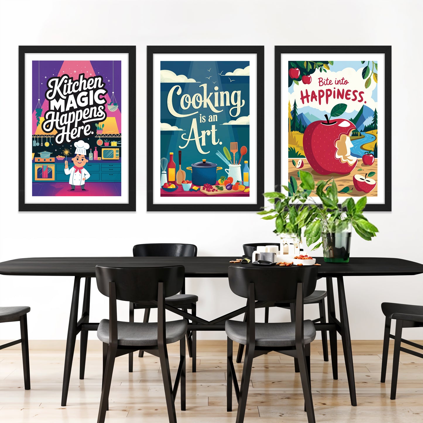 Retro Kitchen Magic Poster Art Set Wall Frame