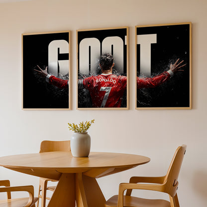 Cristiano Ronaldo GOAT Wall Art Set of 3