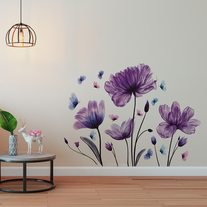 Purple Flower & Butterfly Wall Sticker