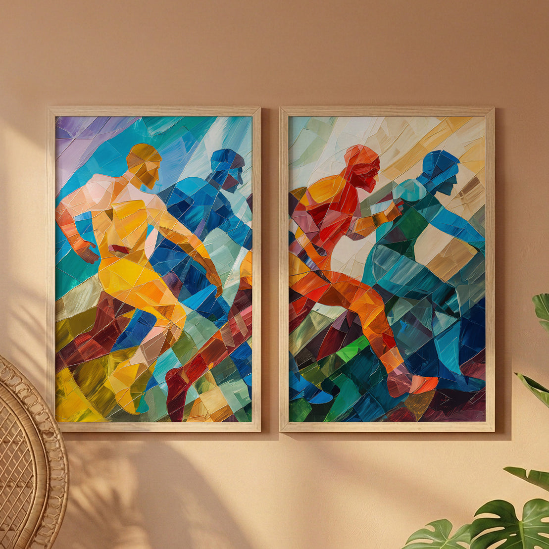 Dynamic Runner Art Poster Set of 2