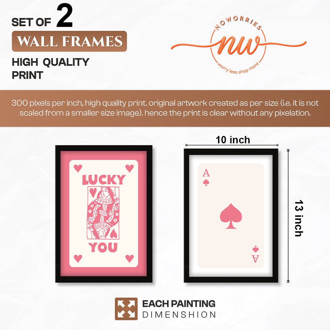 Lucky in Love Playing Card Wall Art Set of 2