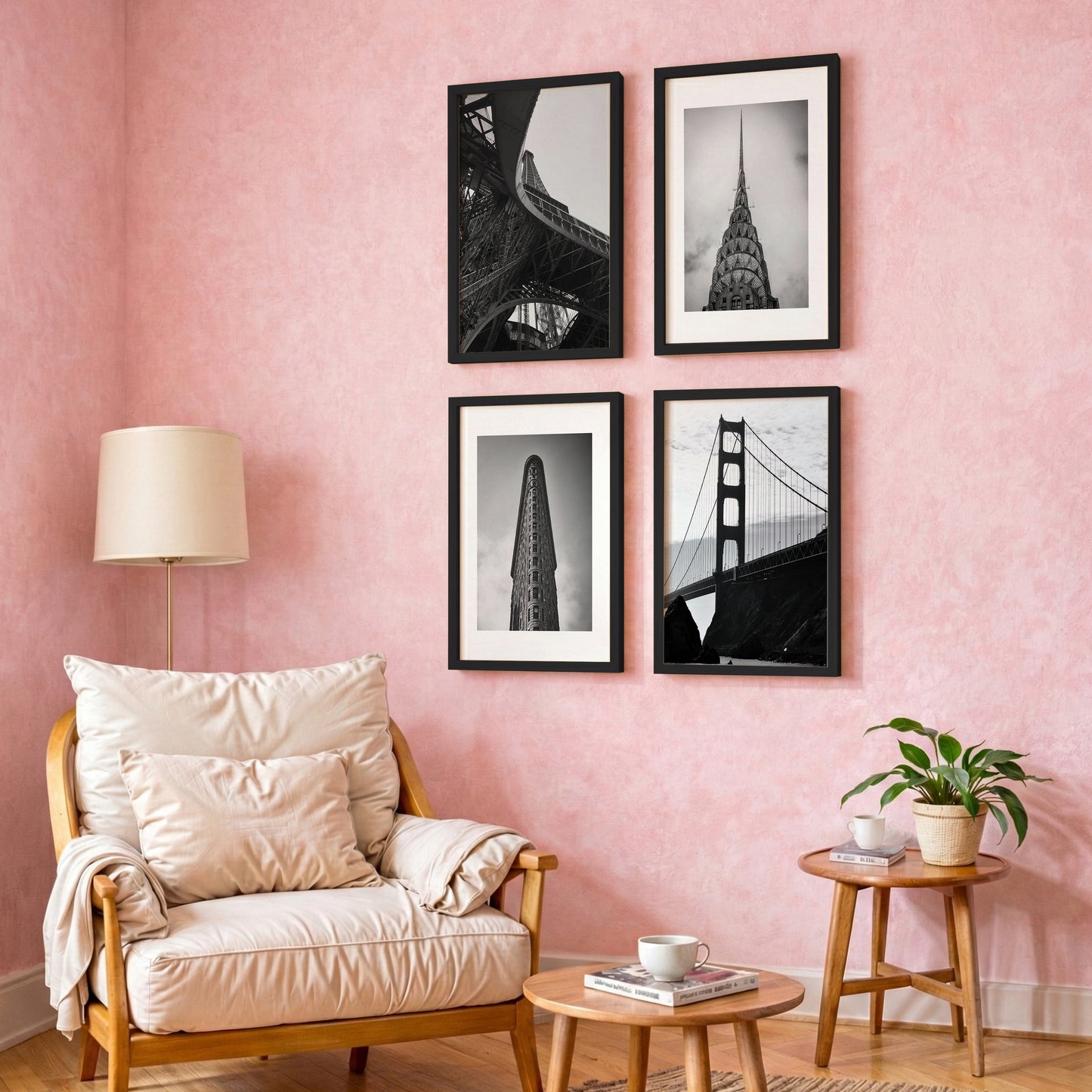 Vintage Cityscape Wall Art Set of 4