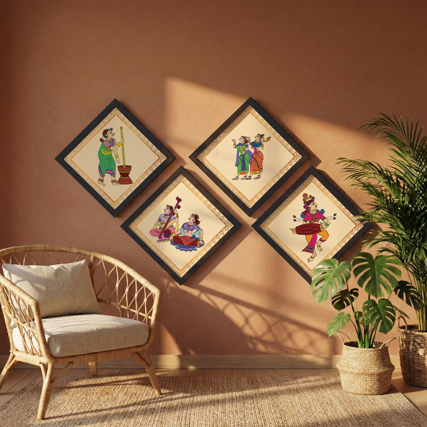 Folk Melody Wall Art Set of 4