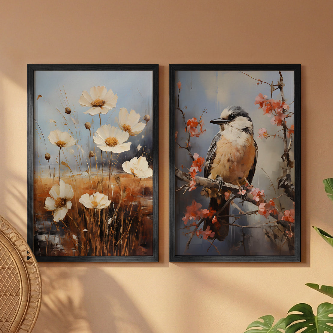 Bird & Floral Wall Art Set of 2