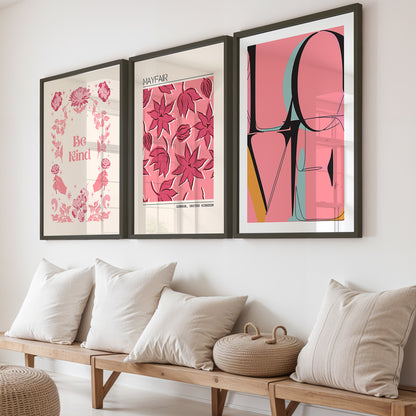 Pink Chic Wall Art Frames Set of 3