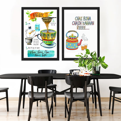 Desi Chai Quote Framed Wall Art Set of 2