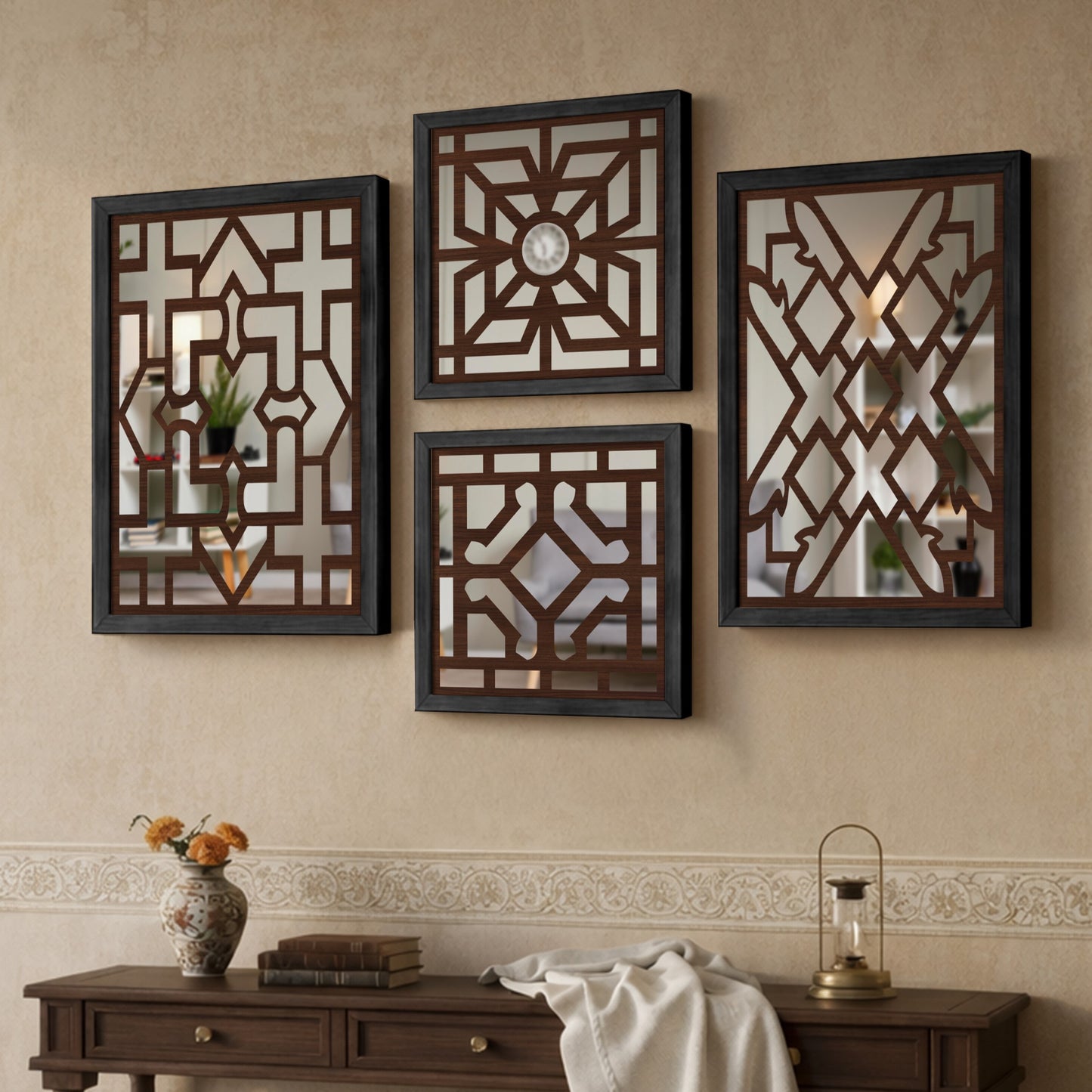 Modern Wall Mirror Set of 4