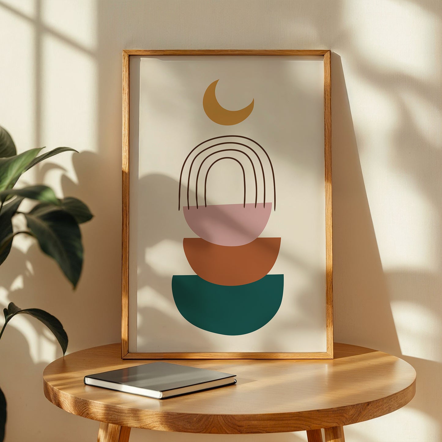 Boho Rainbow Moon Wall Art