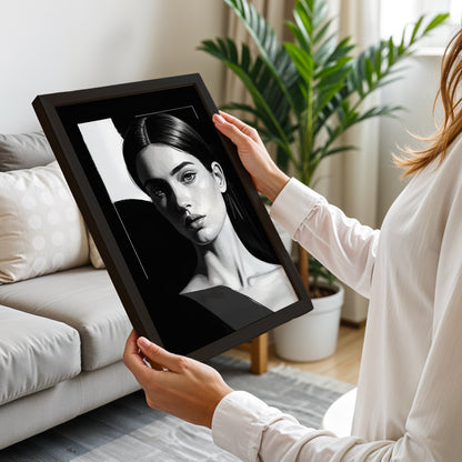 Monochrome Woman Portrait Framed Art Print