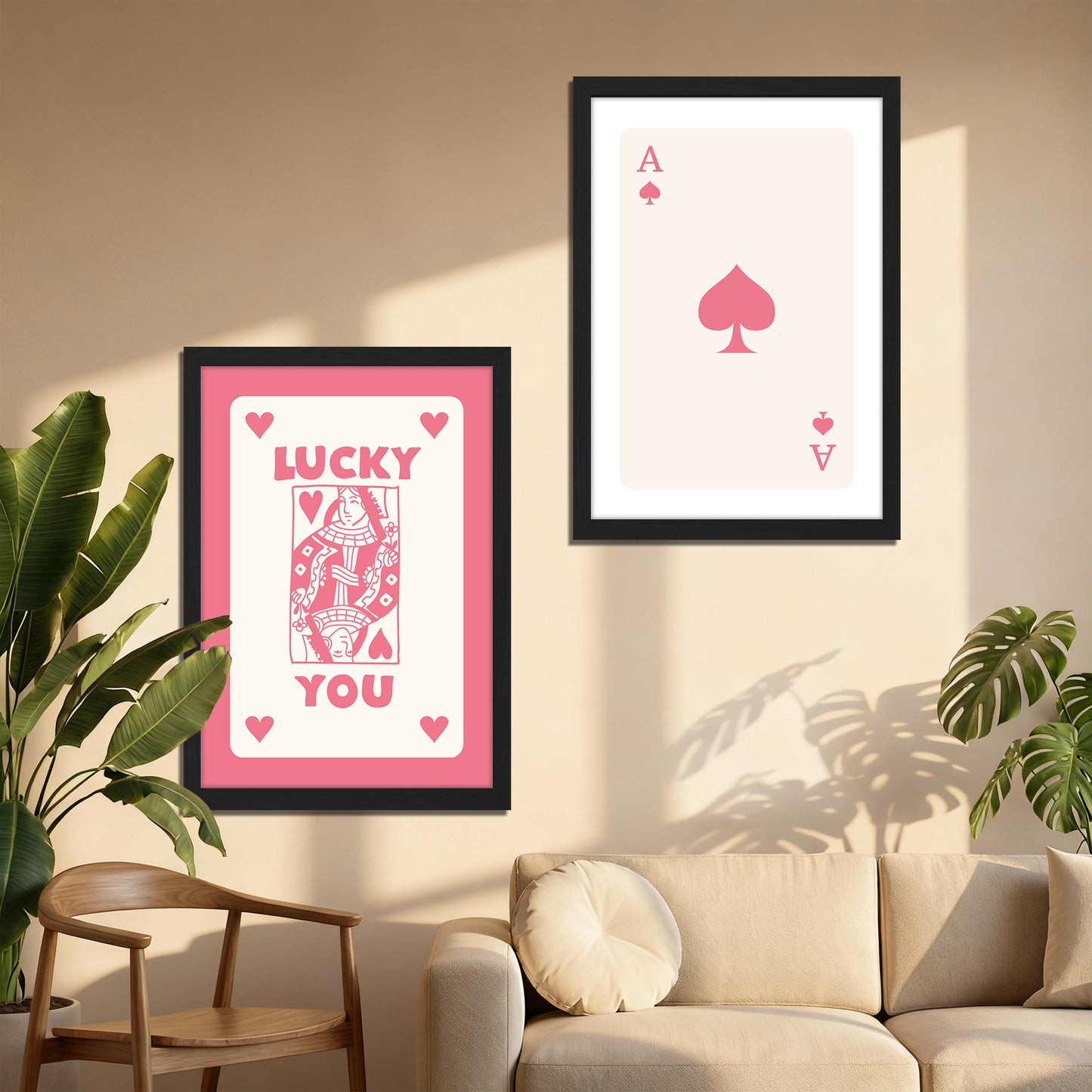 Lucky in Love Playing Card Wall Art Set of 2