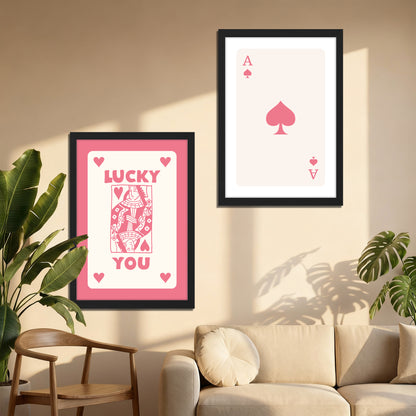 Lucky in Love Playing Card Wall Art Set of 2