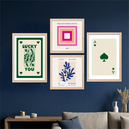 Lucky Card Wall Decor Set of 4