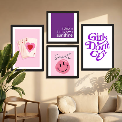 Pink Aesthetic Wall Art Set of 4