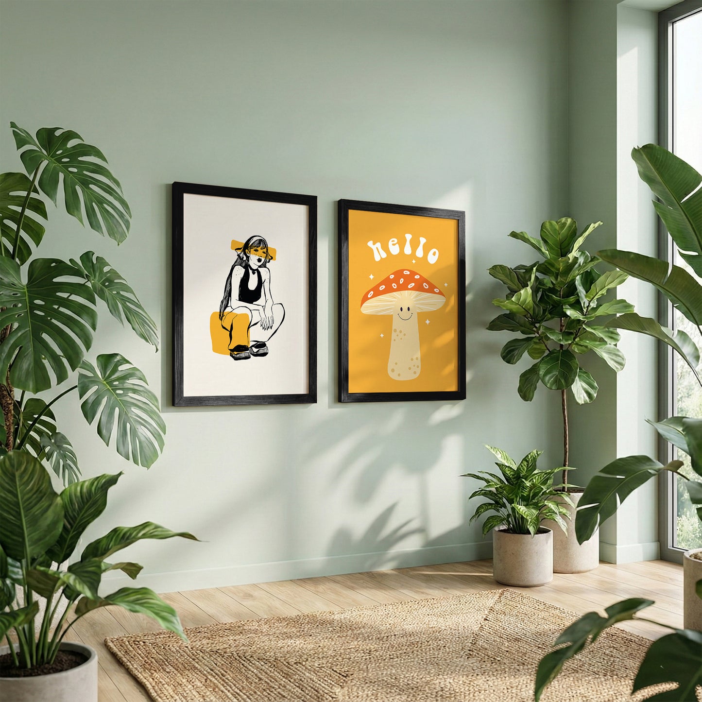 Whimsical Mushroom Framed Set