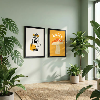 Whimsical Mushroom Framed Set
