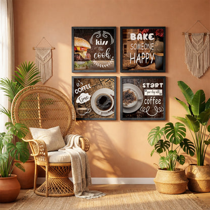 Rustic Coffee & Kitchen Wall Art Set of 4
