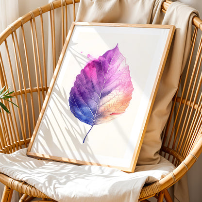 Watercolor Multicolor Leaf Botanical Wall Art