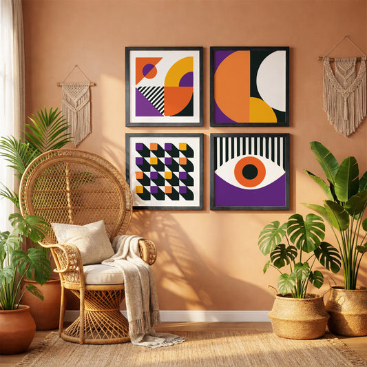 Bold Geometric Modern Wall Frames Set of 4