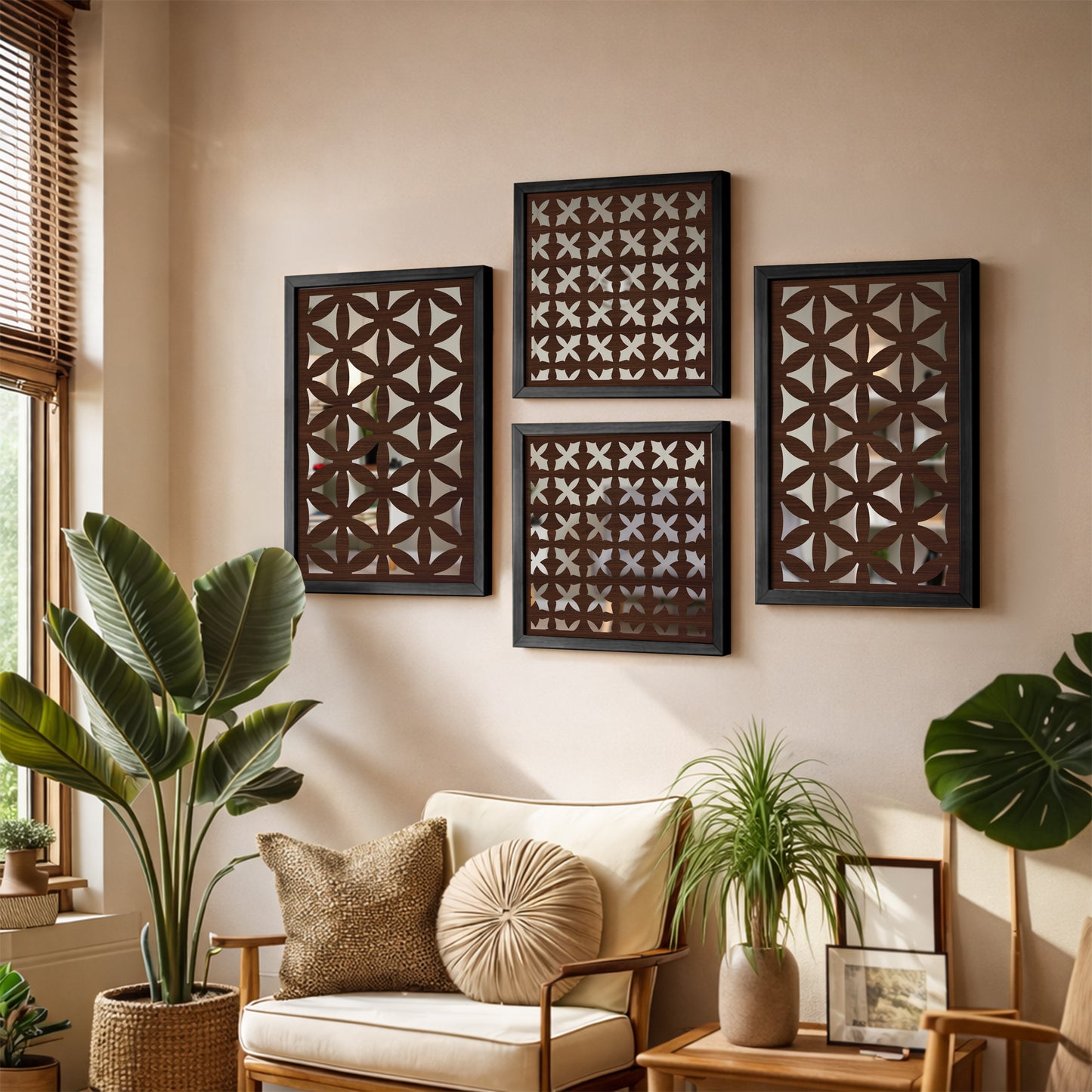 Modern Geometric Mirror Set of 4