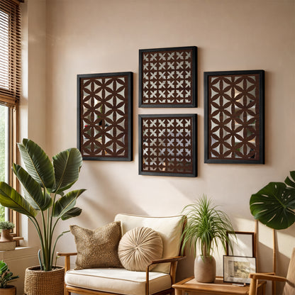 Modern Geometric Mirror Set of 4