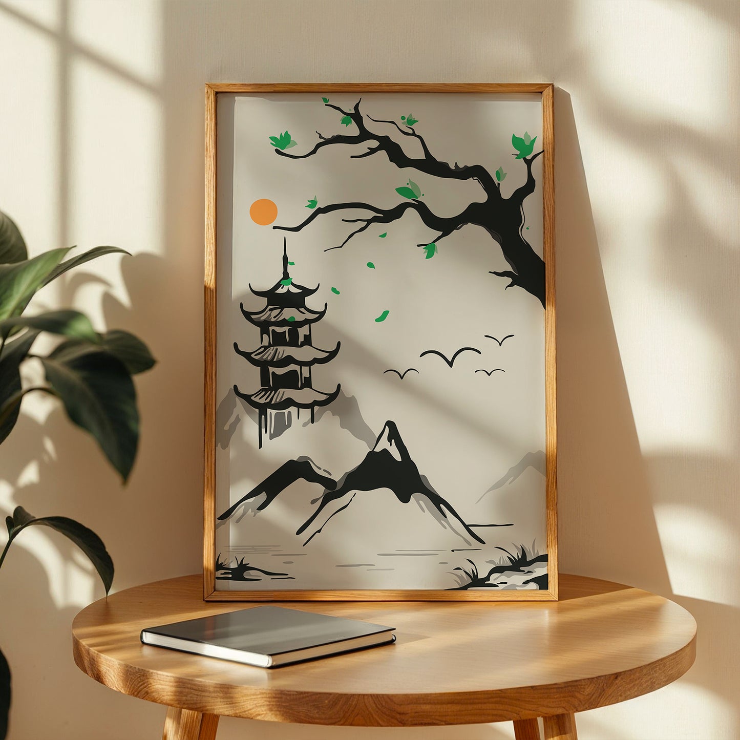 Pagoda Mountain Scene Wall Art