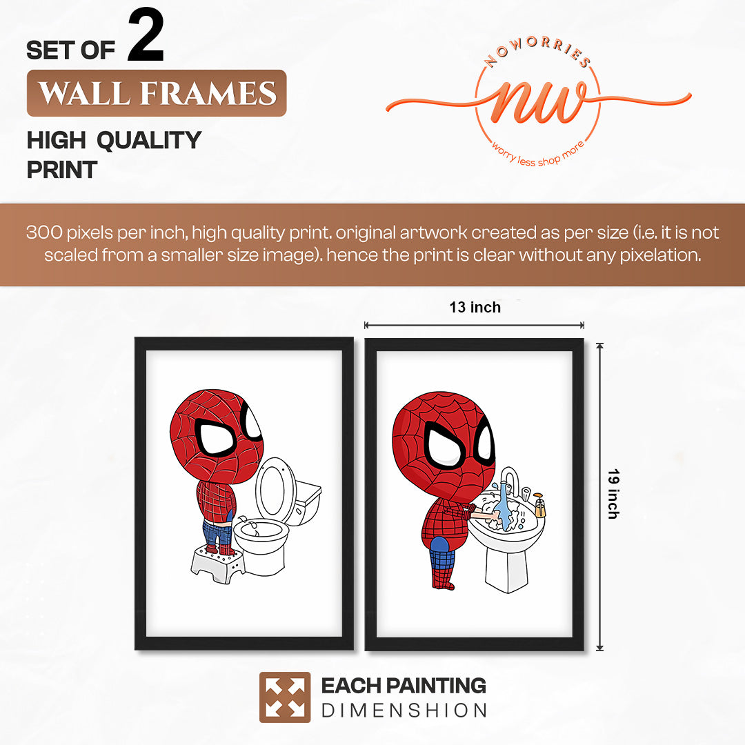 Spider-Man Bathroom Wall Frames Set of 2