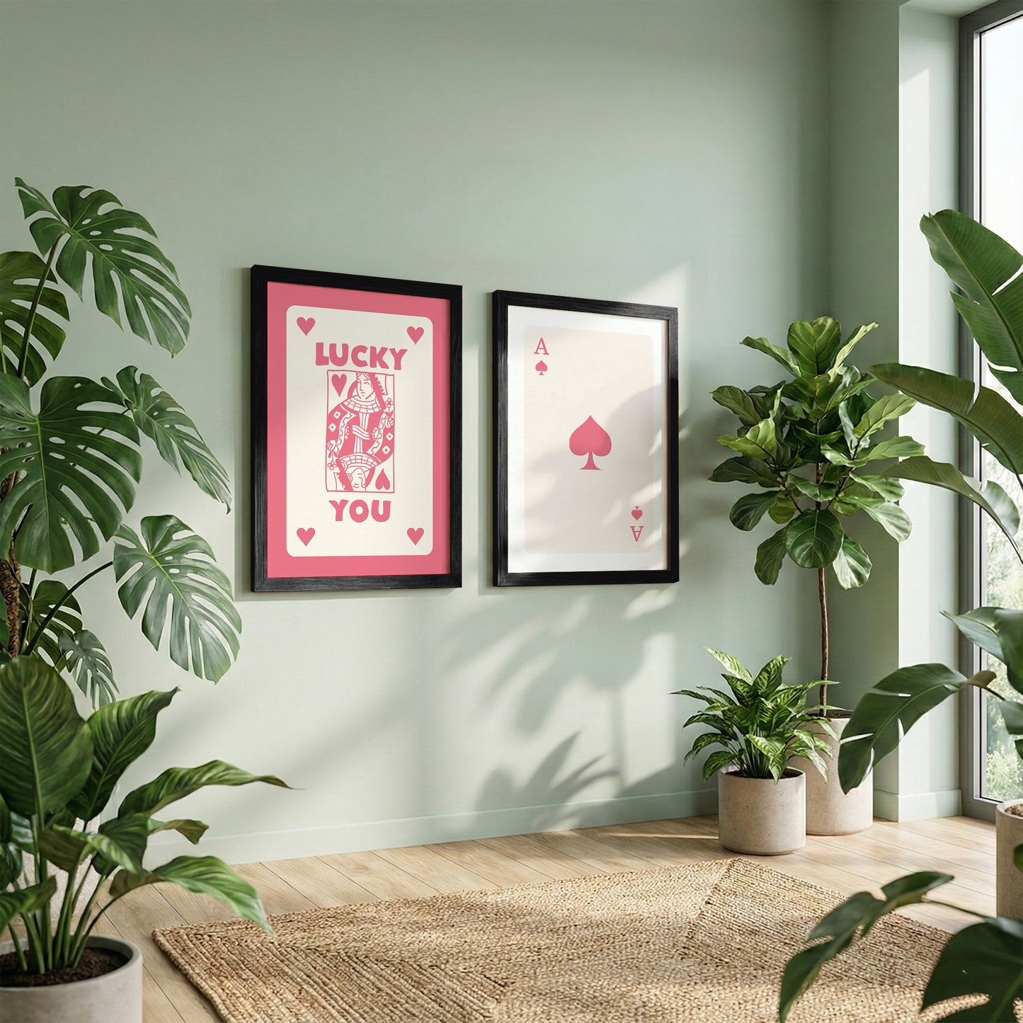 Lucky in Love Playing Card Wall Art Set of 2