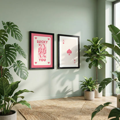 Lucky in Love Playing Card Wall Art Set of 2