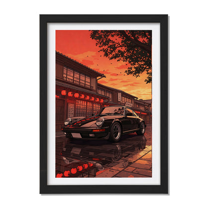 Porsche Street Reflections Wall Frame