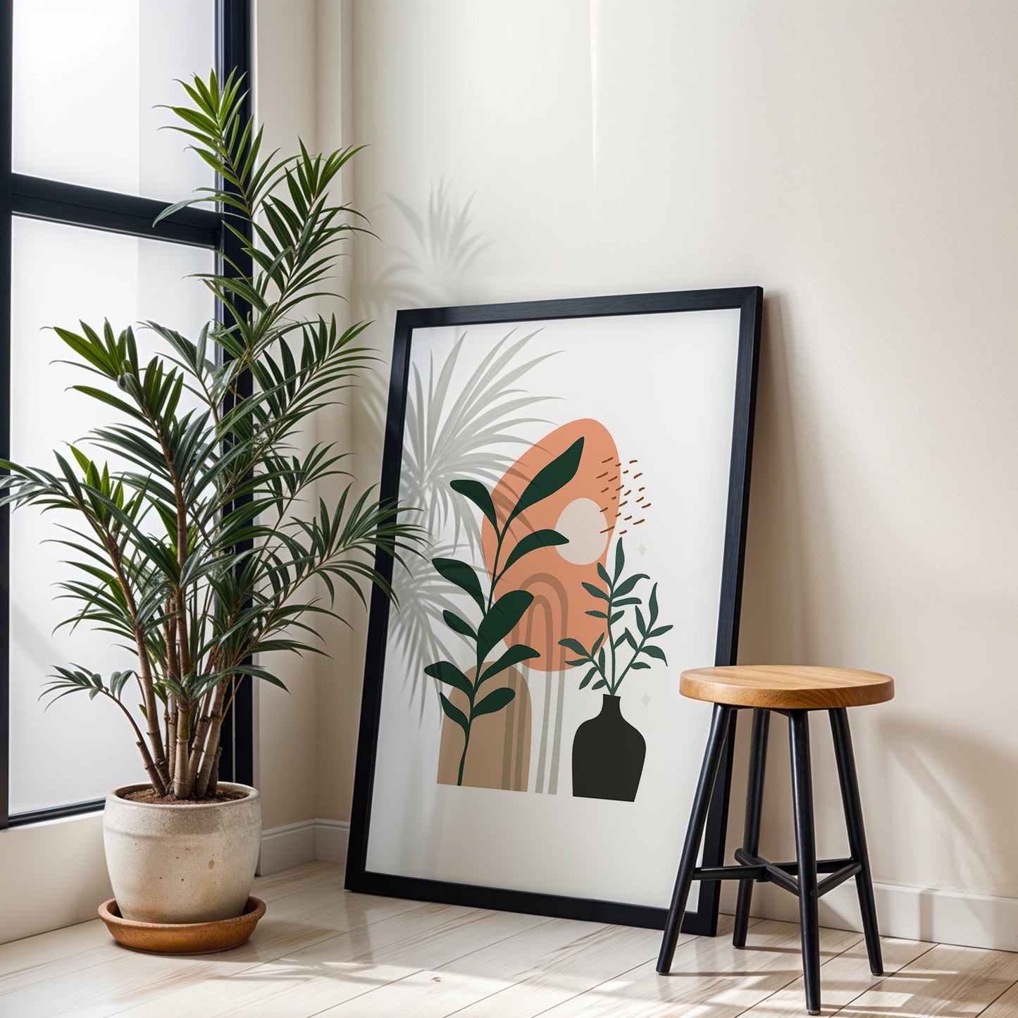 Boho Botanical Vase Wall Frame – Set of 1
