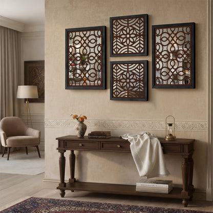 Circle Grid Mirror Art Set of 4