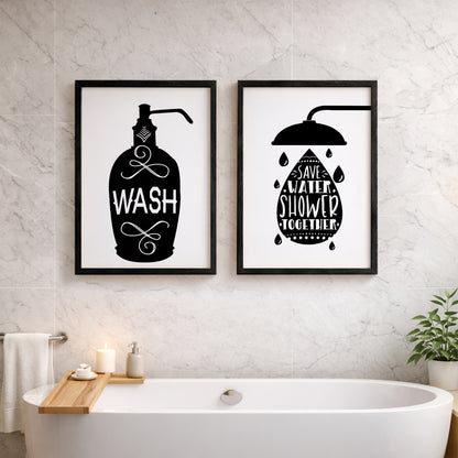 Bathroom Rules Wall Frames Set of 2