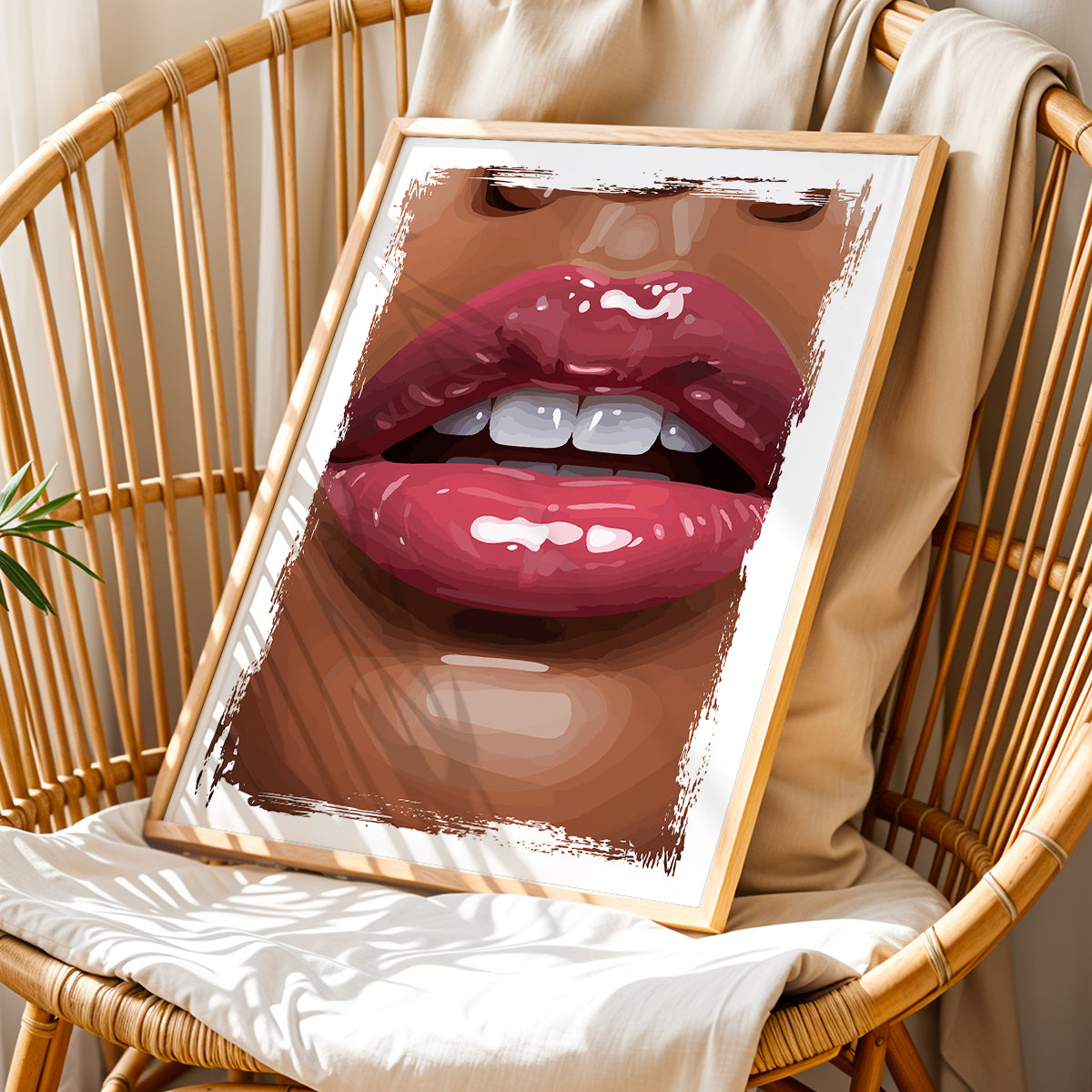 Glossy Lips Pop Art Framed Wall Decor