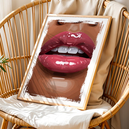 Glossy Lips Pop Art Framed Wall Decor
