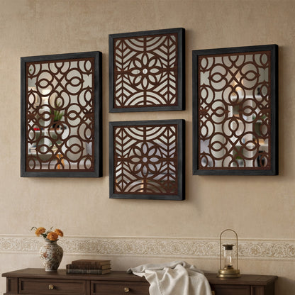 Circle Grid Mirror Art Set of 4