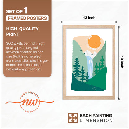Minimalist Mountain Waterfall Nature Wall Art