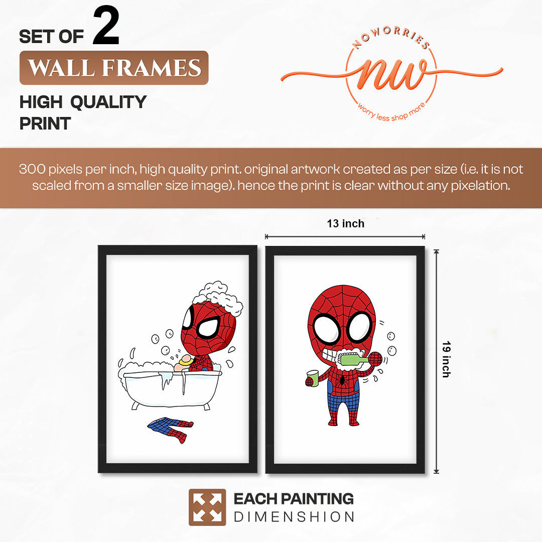 Spider-Man Bathroom Wall Frames Set of 2