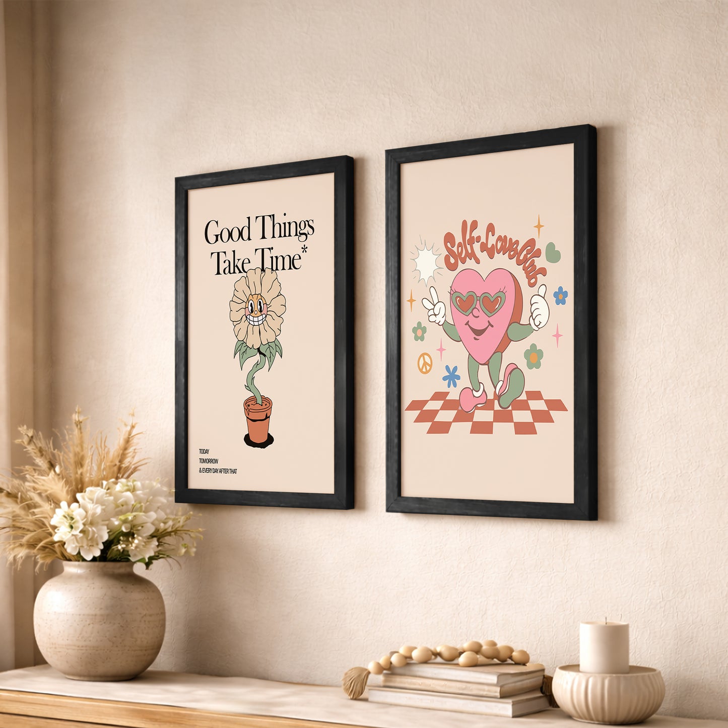 Good Things Take Time Self-Care Wall Art Set of 2