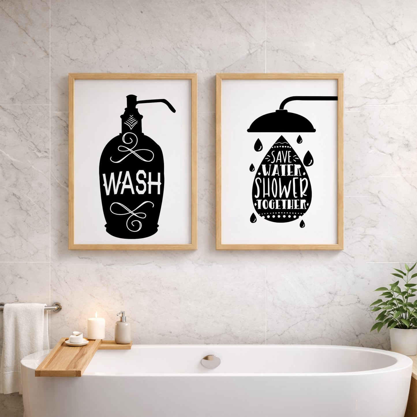 Bathroom Rules Wall Frames Set of 2