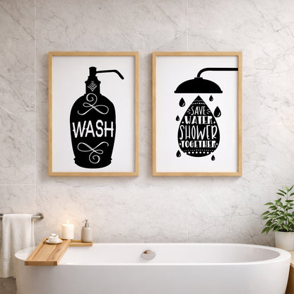 Bathroom Rules Wall Frames Set of 2
